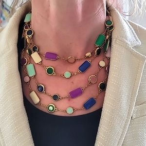 Kate Spade Colorful Multistrand Gem and Enamel Necklace